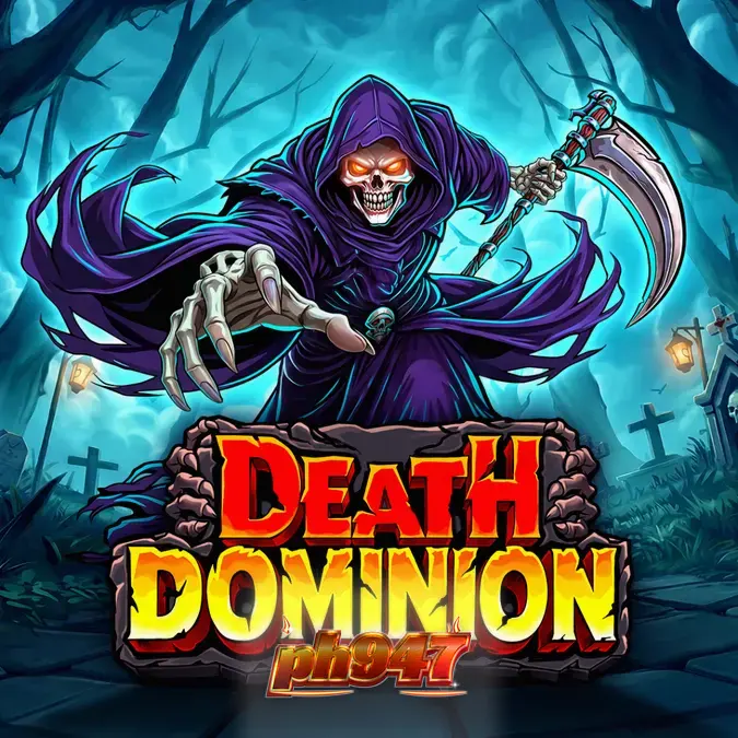 Death Dominion slot game interface na nagpapakita ng gothic graveyard at multiplier symbols.